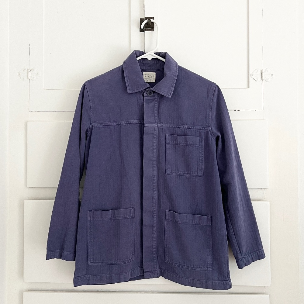 First Rite Twill Work Jacket French Blue Utility Chore Coat Small - Picture 3 of 10